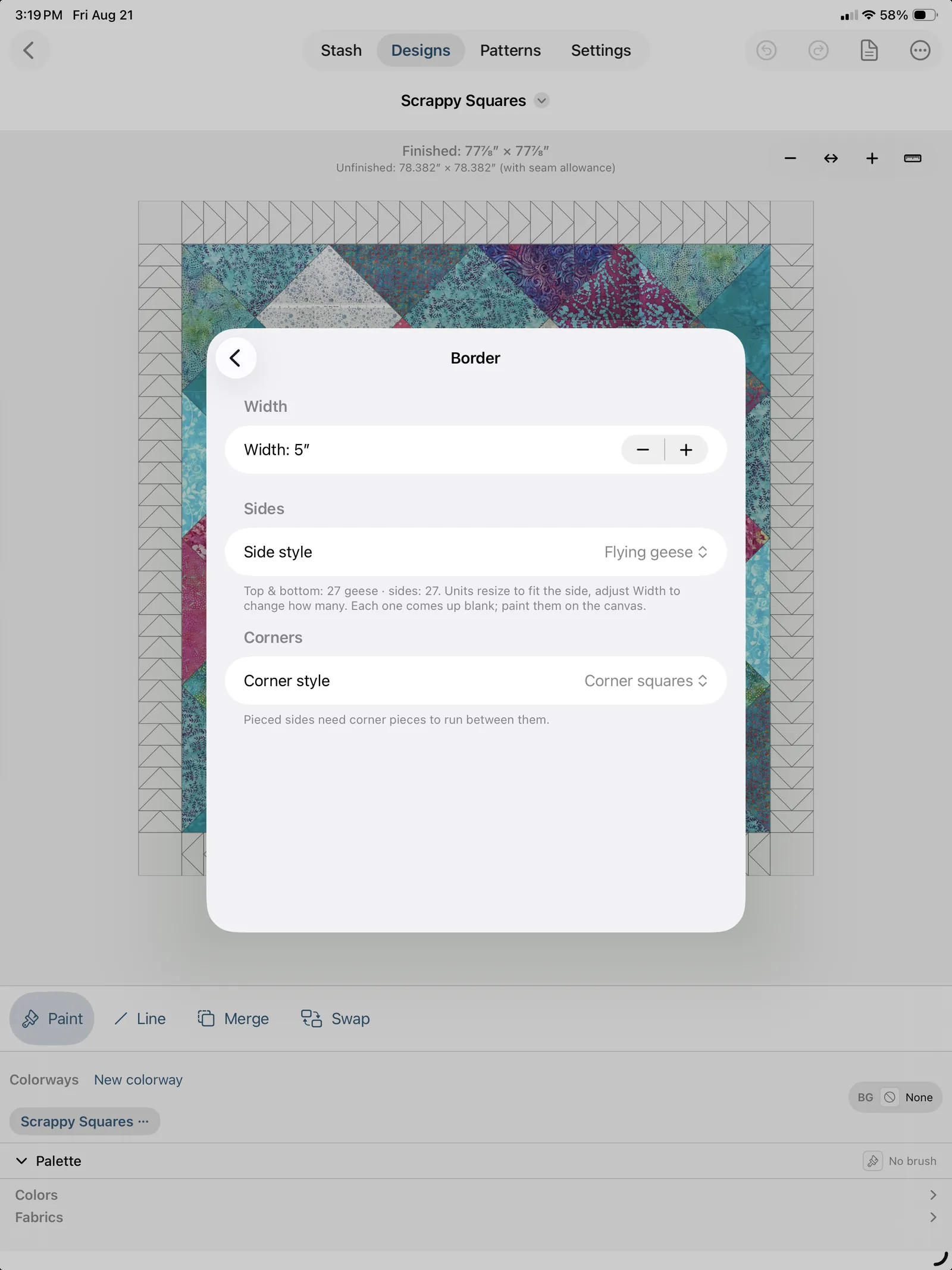 A border's settings