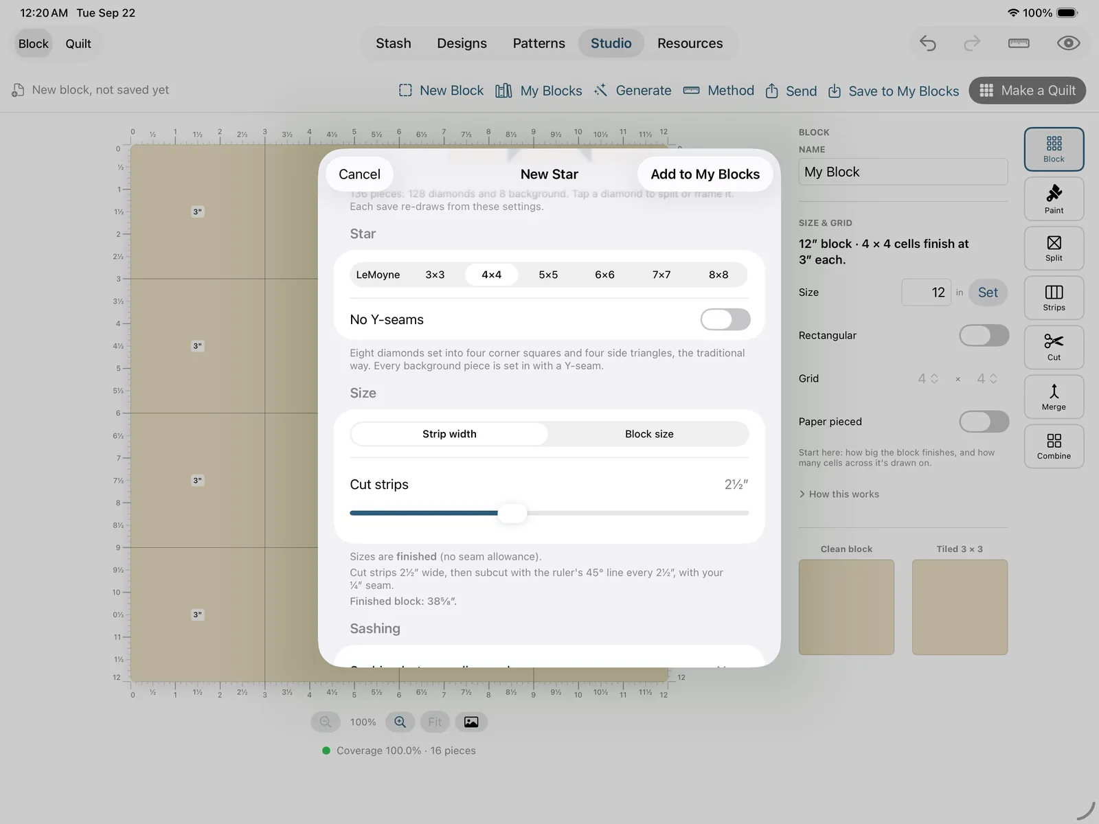 Sizing a Lone Star by strip width