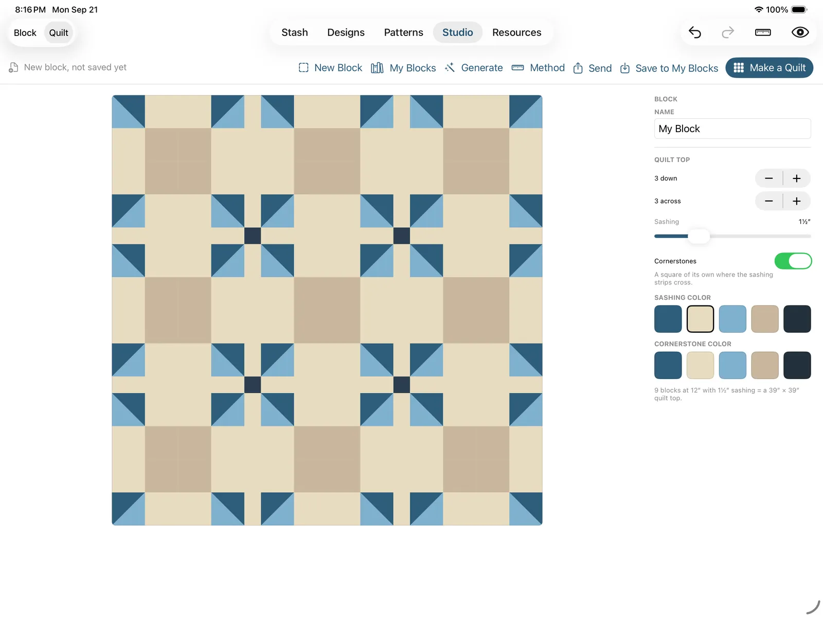 Quilt mode in Studio