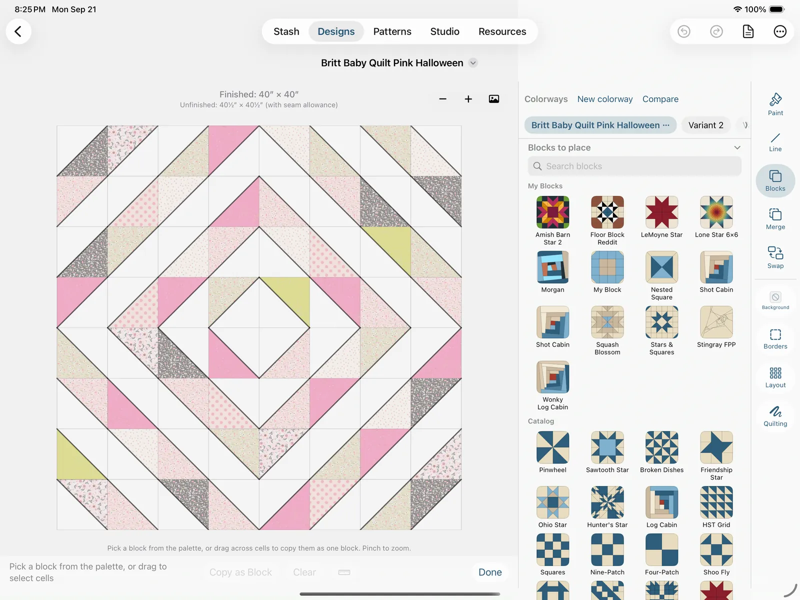 The Blocks to place section with the Blocks tool in hand