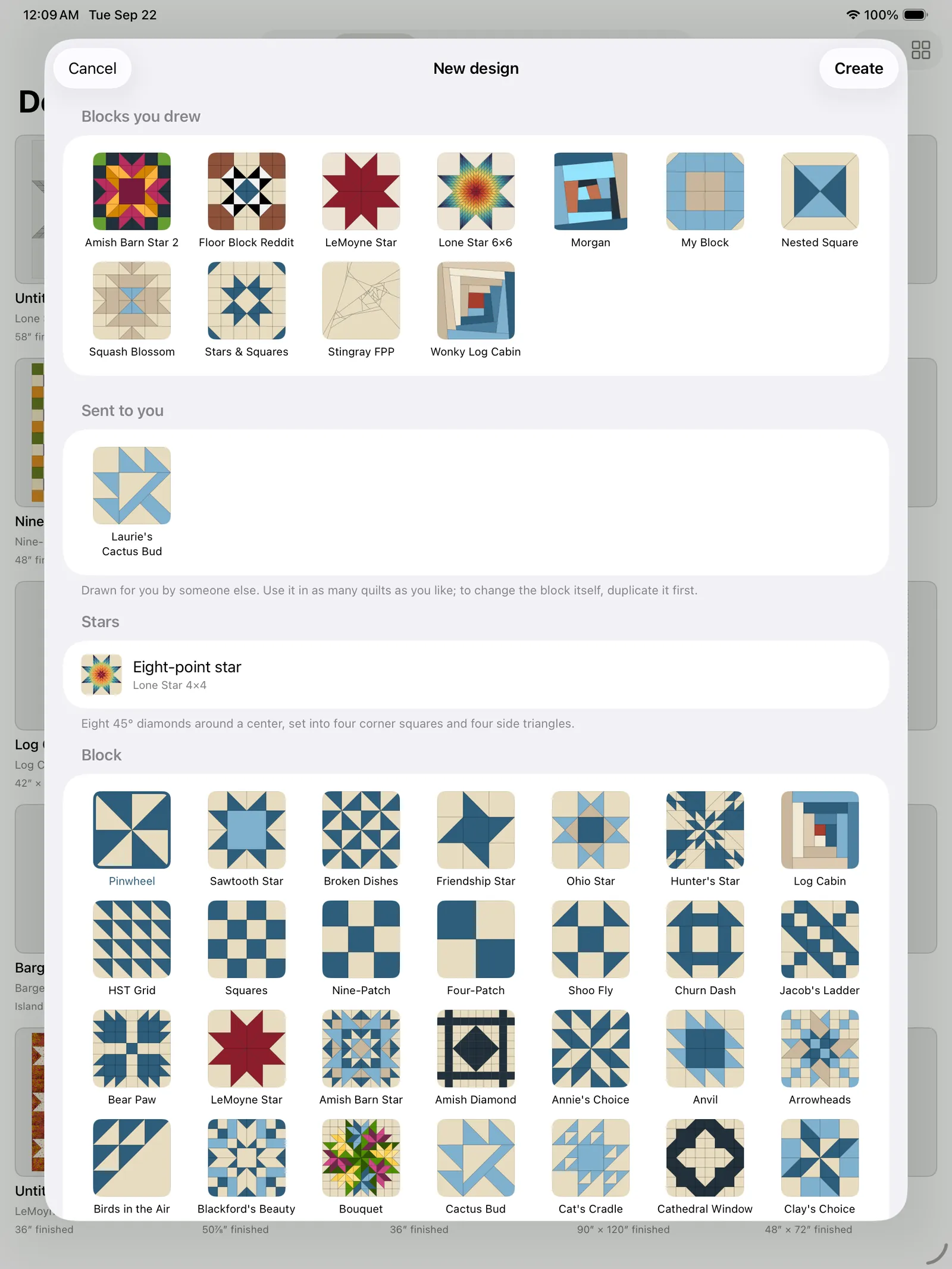 The Blocks you drew and Sent to you shelves in the block picker