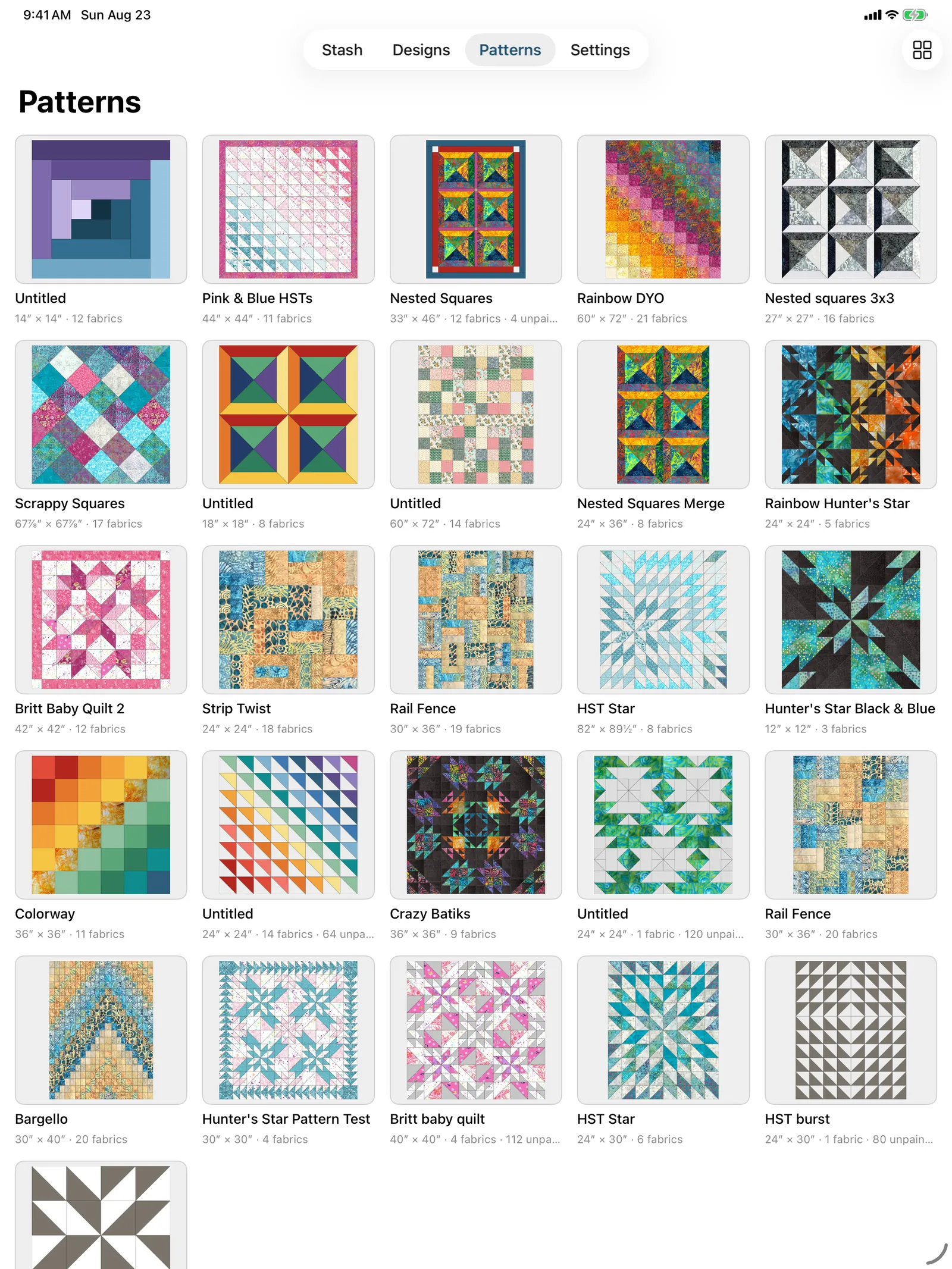 The Patterns tab