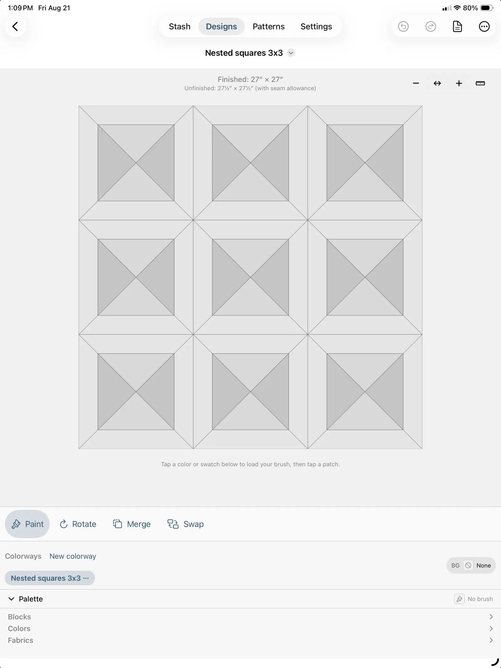 An uncolored quilt in structure shading