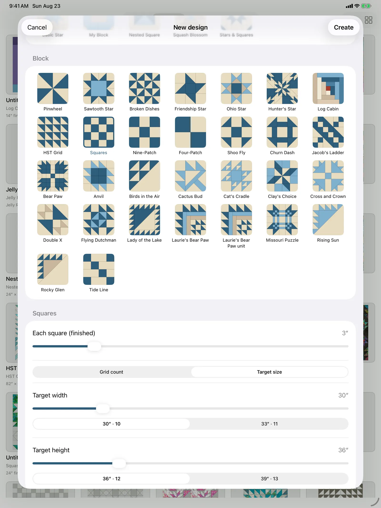 Sizing a Squares grid by target size