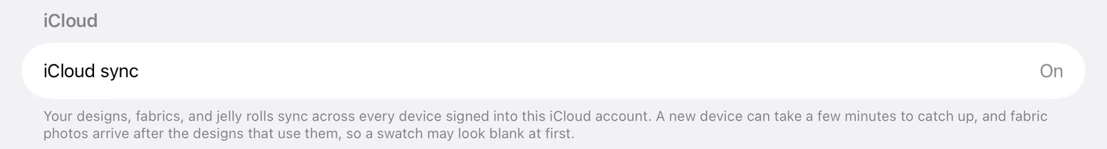 iCloud sync status