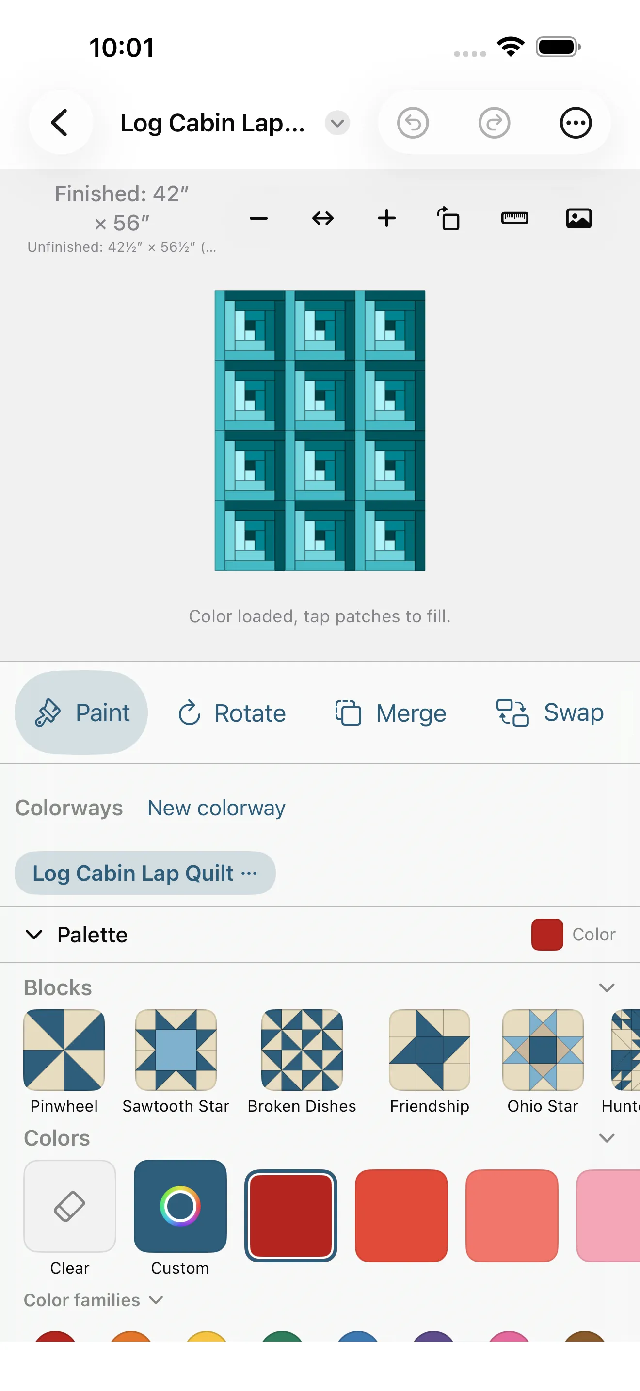 The block editor on a portrait iPhone