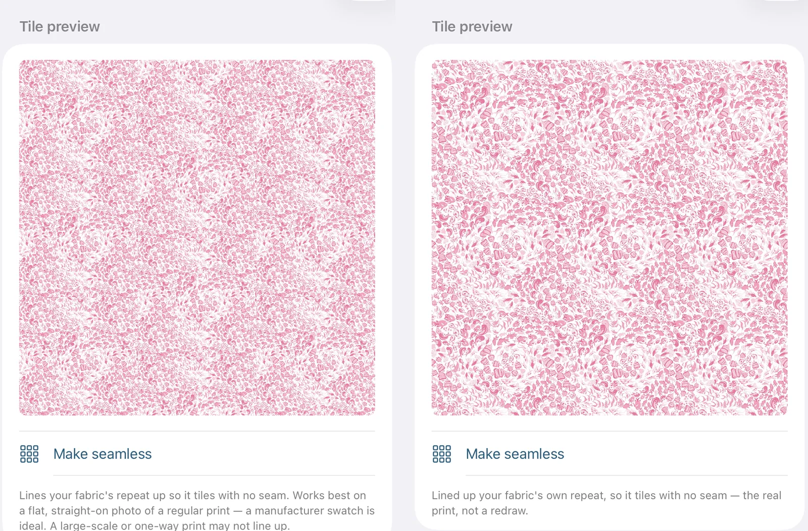 Make seamless, before and after